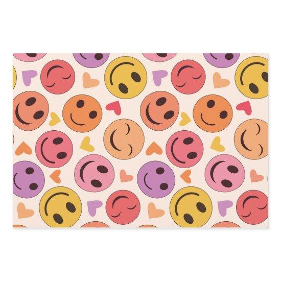 Colorful Smiling Happy faces with hearts    Sheets