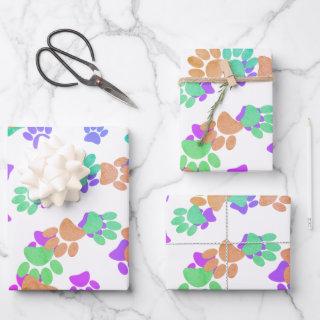 Colorful Spiral Dog Pawprint  Sheets