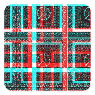Colorful Square Maze  geometrical checkered patter Square Sticker