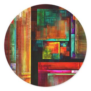 Colorful Squares Modern Abstract Art Pattern #04 Classic Round Sticker
