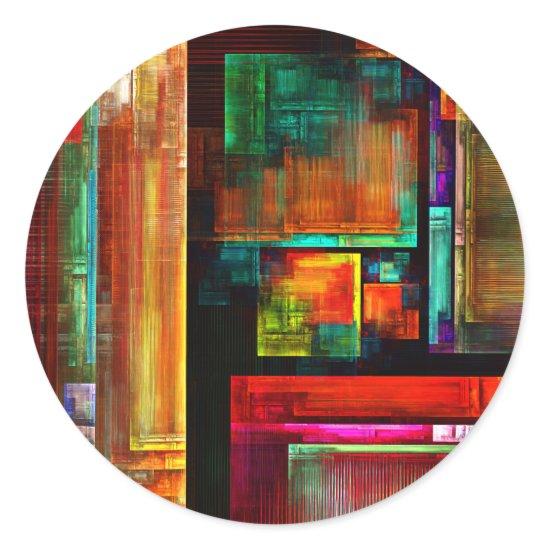 Colorful Squares Modern Abstract Art Pattern #04 Classic Round Sticker