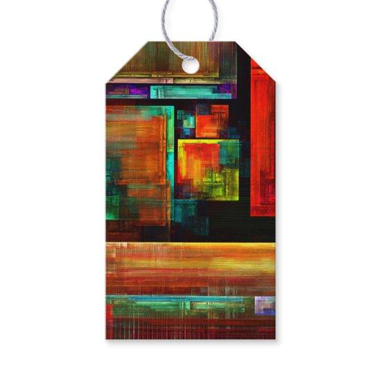 Colorful Squares Modern Abstract Art Pattern #04 Gift Tags