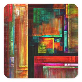 Colorful Squares Modern Abstract Art Pattern #04 Square Sticker