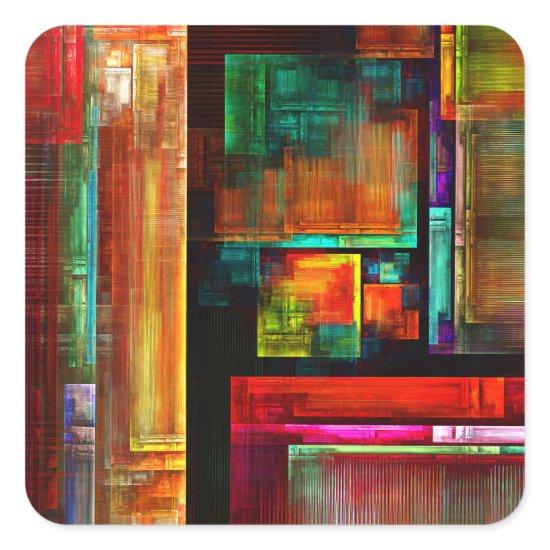 Colorful Squares Modern Abstract Art Pattern #04 Square Sticker