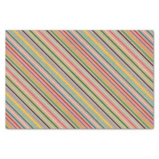 Colorful Stripe Pattern On Rustic Faux Brown Kraft Tissue Paper