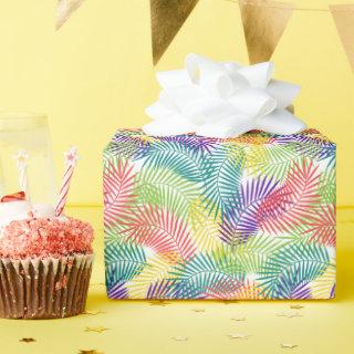 Colorful Stylized Coconut Palm Leafs Pattern
