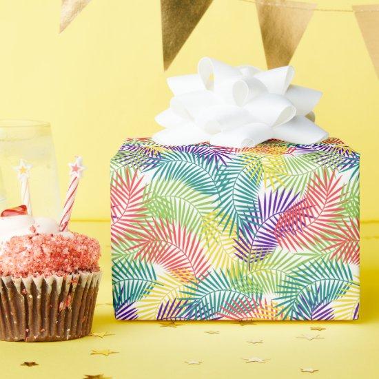 Colorful Stylized Coconut Palm Leafs Pattern