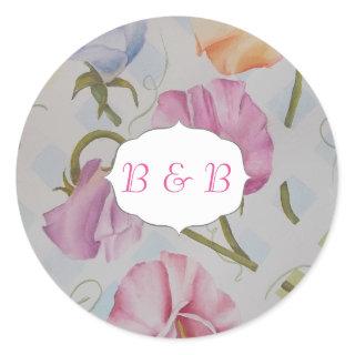 COLORFUL SWEET PEAS WATERCOLOR FLOWER STICKERS
