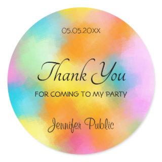 Colorful Template Handwritten Thank You Script Classic Round Sticker