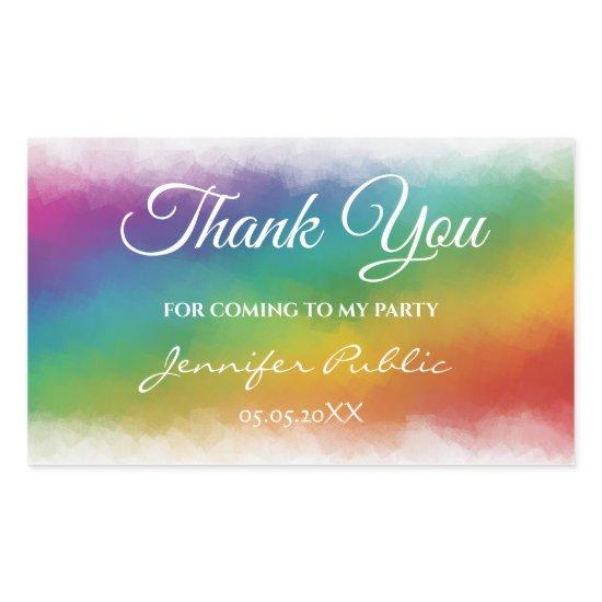 Colorful Thank You Hand Script Text Template Rectangular Sticker