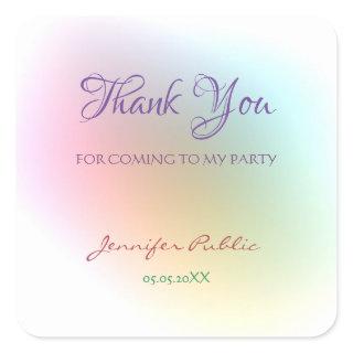 Colorful Thank You Template Handwritten Script Square Sticker