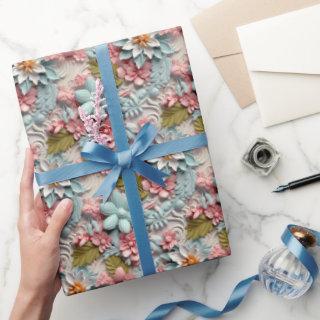 Colorful three dee floral tiled pattern