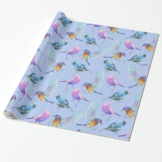 Colorful Tropical Birds on Baby Blue