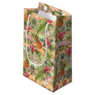 Colorful Tropical Pineapple Fruit Floral Pattern Small Gift Bag