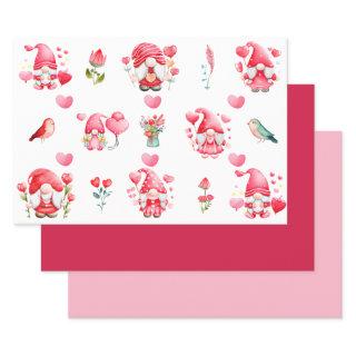 Colorful Valentine Gnomes Set of 3 Assorted Flat   Sheets