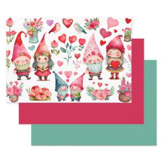 Colorful Valentine Gnomes Set of 3 Assorted Flat   Sheets
