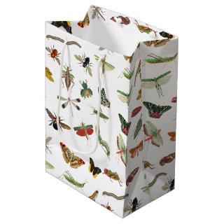 Colorful Vintage Insect Illustration Pattern  Medium Gift Bag