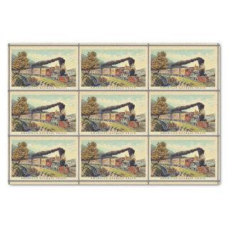 Colorful Vintage Steam Train Art Pattern Decoupage Tissue Paper