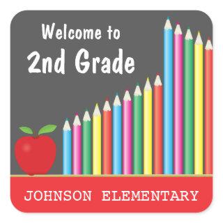 Colorful Welcome Back to 2nd Grade Square Sticker