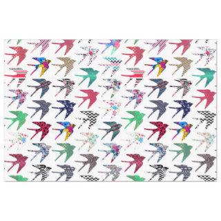 Colorful whimsical  swallow birds pattern tissue paper