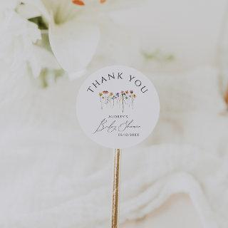 Colorful Wildflower Baby Shower Thank You Favor Classic Round Sticker