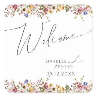 Colorful Wildflower | Meadow Wedding Welcome Square Sticker