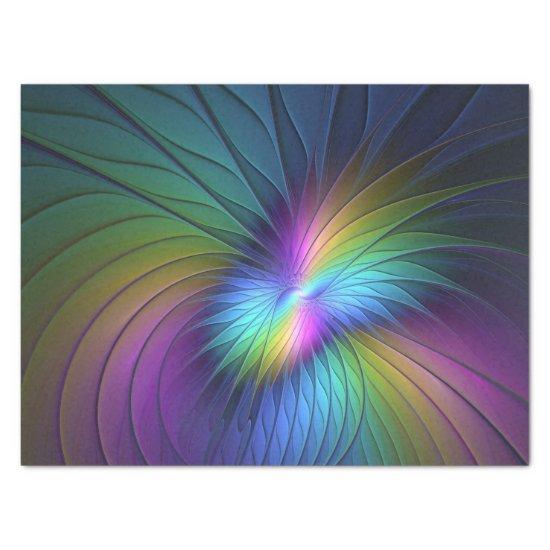 Colorful With Blue Modern Abstract Fractal Art Tissue Paper