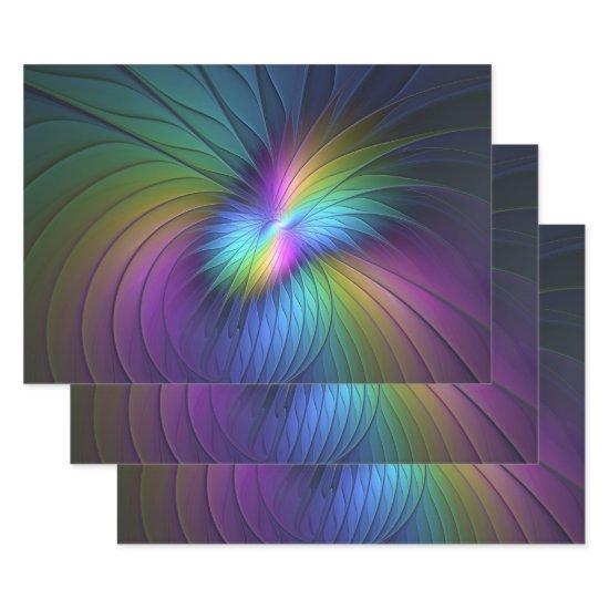 Colorful With Blue Modern Abstract Fractal Art  Sheets