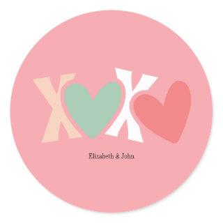 Colorful "XOXO" Valentine's Day   Classic Round Sticker