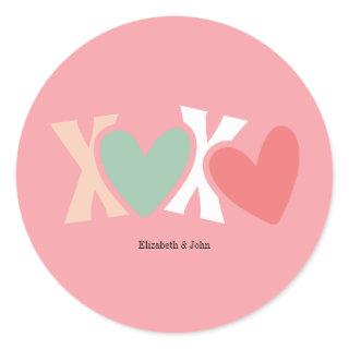 Colorful "XOXO" Valentine's Day   Classic Round Sticker