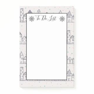 Coloring Page Christmas Village To Do List Post-it Notes