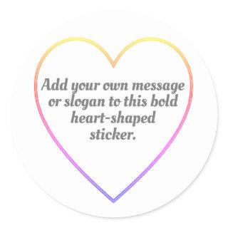 Colour Outlined Hearts with Your Message Classic Round Sticker