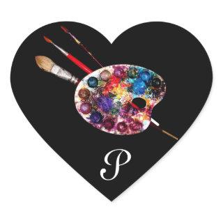 COLOUR PALETTE ,Black Heart Monogram Heart Sticker