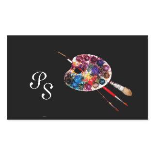 COLOUR PALETTE ,Black Monogram Rectangular Sticker