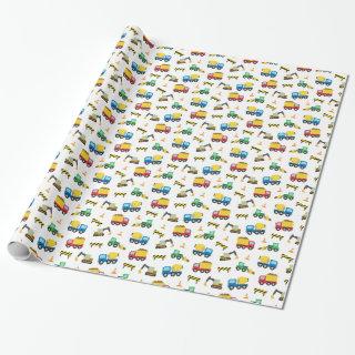 Colourful Construction Vehicles Pattern for Boys