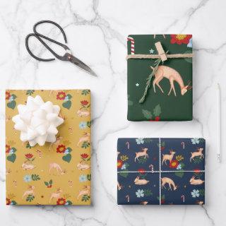 Colourful Festive Reindeer Floral Pattern  Sheets