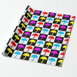 Colourful Geometric Checkered Umbrella Block Print