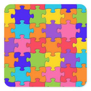 Colourful Jigsaw Puzzle Pattern Square Sticker