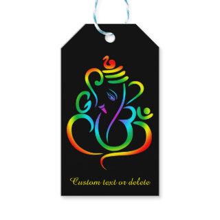 Colourful Lord Ganesha on black Gift Tags