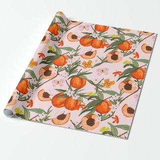 Colourful peaches with butterflies pattern