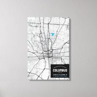 Columbus, Ohio City Map + Mark Your Location Canvas Print