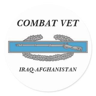 CombatInfBadge1Awd, COMBAT VET, IRAQ-AFGHANISTAN Classic Round Sticker