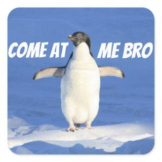 Come at Me Bro Meme Penguin Square Sticker