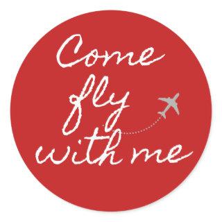 Come fly with me white/red minimalist sticker