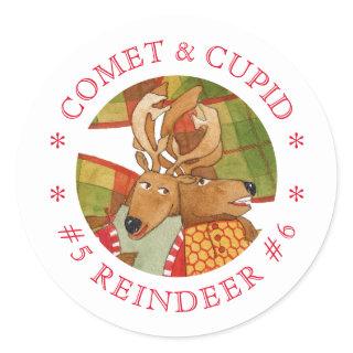 COMET CUPID REINDEER Small Round Stickers