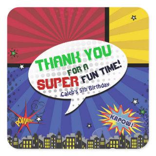 Comic Book Pop Art Birthday Party Favor Square Sticker