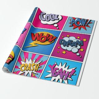 Comic Bubbles Set. Expressions Bom, Cool, Pow, Oop