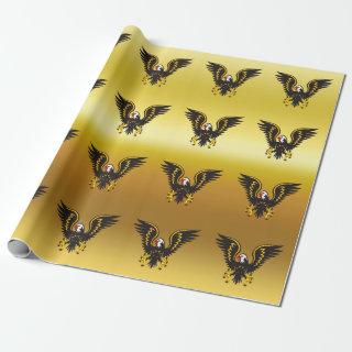 Comic strip Black and Gold eagle with gold foil