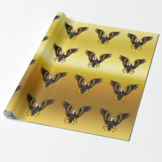 Comic strip Black and Gold eagle with gold foil