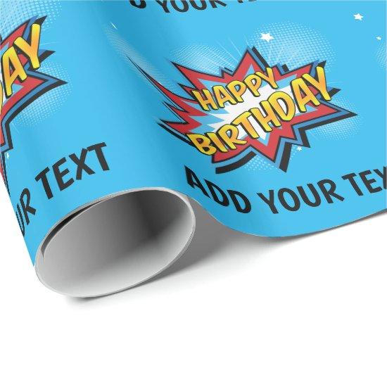 Comic Super Hero Birthday Gift Wrap